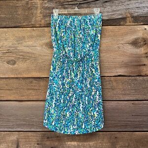 NWT Lilly Pulitzer Strapless Windsor Sea Blue "It's a stretch" dress, Size Small